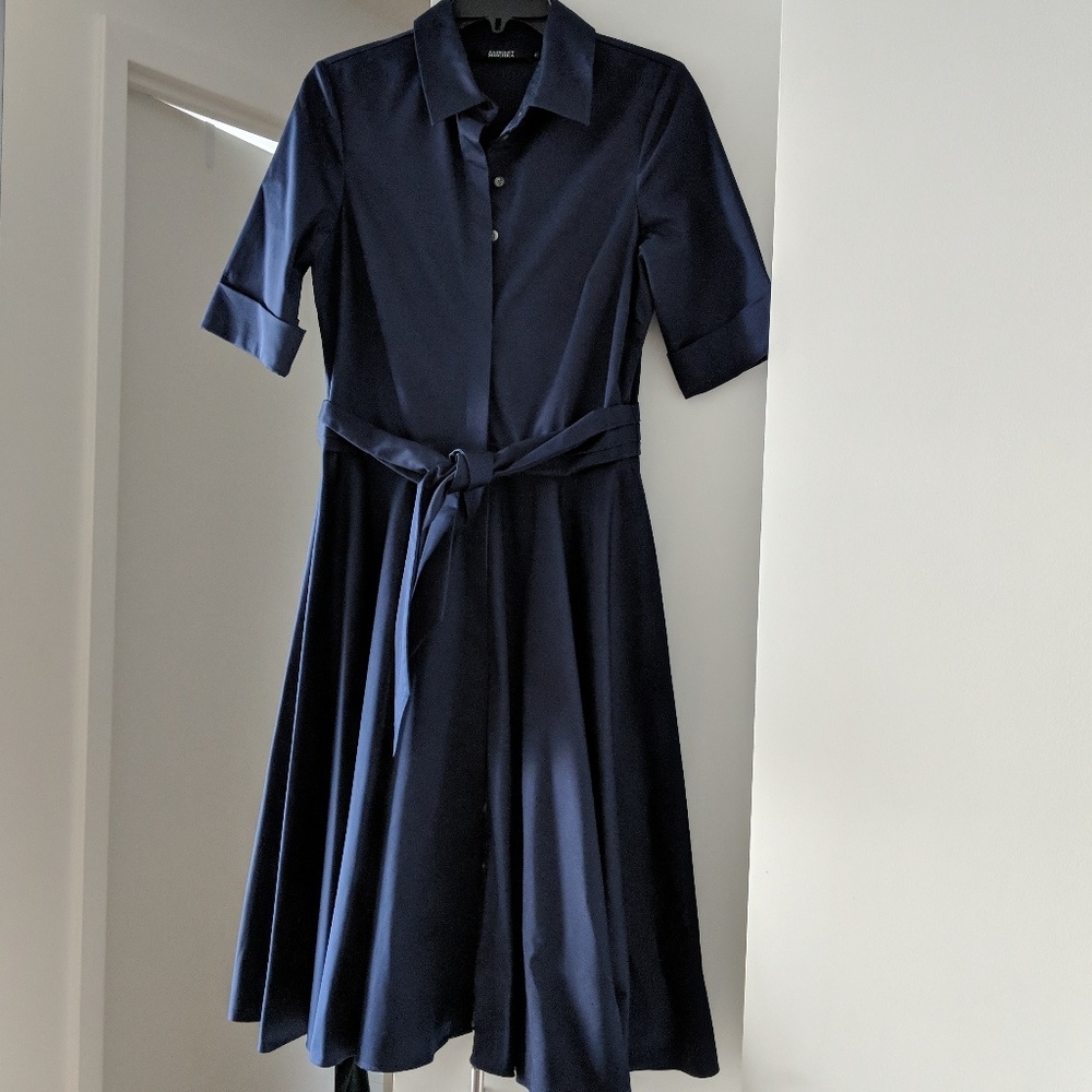 Badgley Mischka navy shirt dress